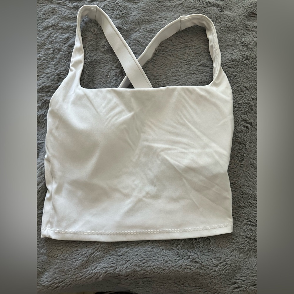 White Cross-Back Workout Top